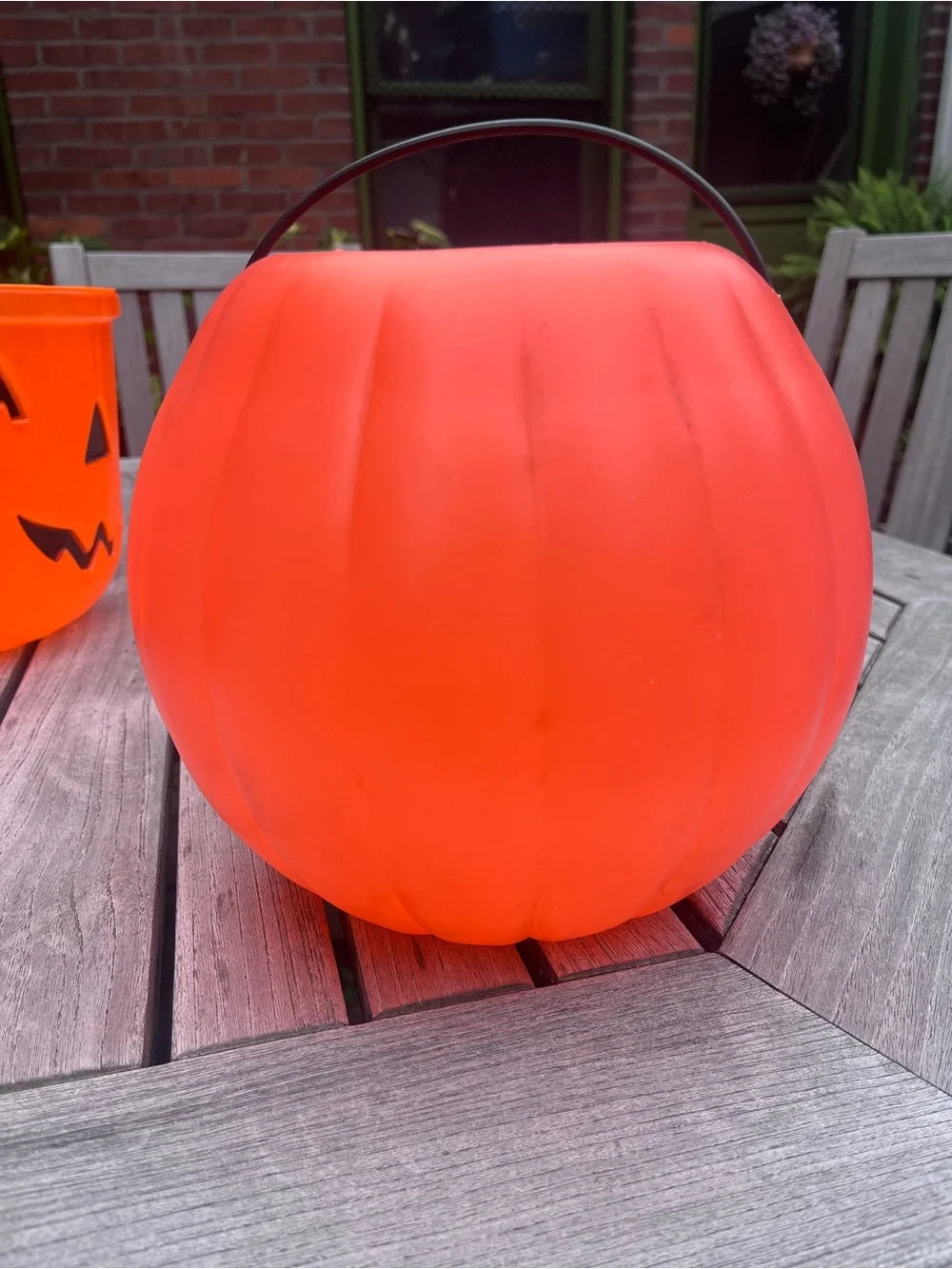 Vintage Large Halloween Jack O Lantern JOL Blow Mold Bucket Unmarked